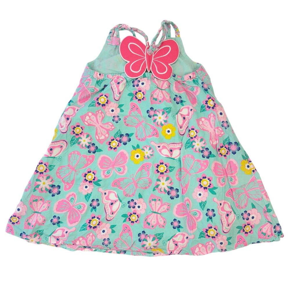 Sigrid Olsen Bright Colorful Floral Butterfly Halter Loose Flowy Cotton Dress 7